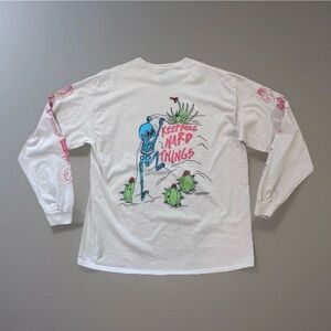 Emma Atterbury T Shirt Sz XL Men Tan Long Sleeve Skeleton Keep Doing Hard Things